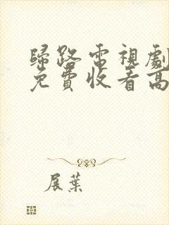 归路电视剧全集免费收看高清