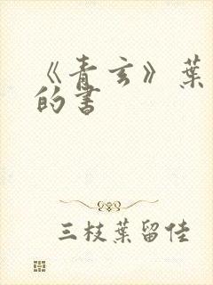 《青玄》叶灵泷的书