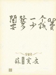 开发一个app要多少钱费用