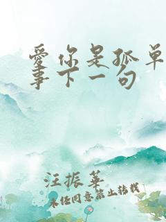 爱你是孤单的心事下一句