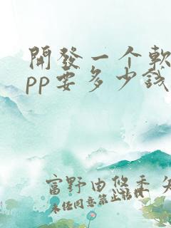 开发一个软件app要多少钱