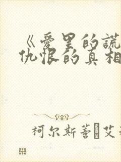 《爱里的谎言,仇恨的真相》短剧