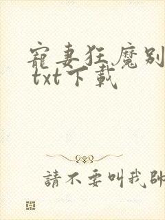 宠妻狂魔别太坏 txt下载