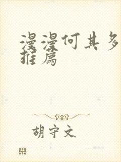 漫漫何其多小说推荐