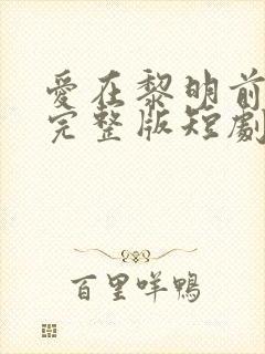 爱在黎明前升起完整版短剧