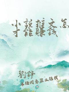 小说推文怎么做才能赚钱