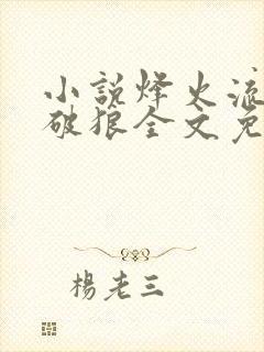 小说烽火流金杀破狼全文免费阅读全文