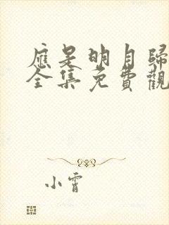 应是明月归短剧全集免费观看