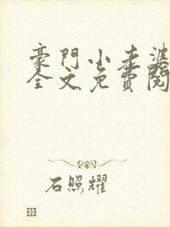 豪门小老婆小说全文免费阅读林梦