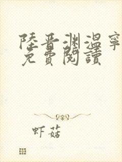 陆晋渊温宁小说免费阅读