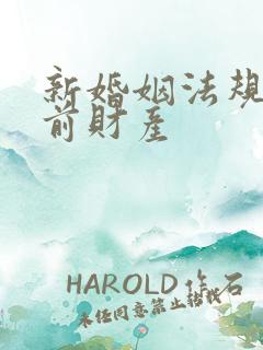 新婚姻法规定婚前财产