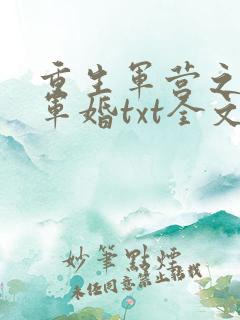 重生军营之王牌军婚txt全文