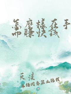 怎么样在手机上面赚快钱