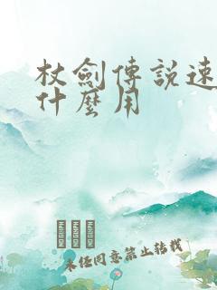 杖剑传说速度有什么用