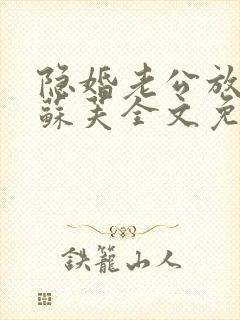 隐婚老公放肆宠苏芙全文免费阅读