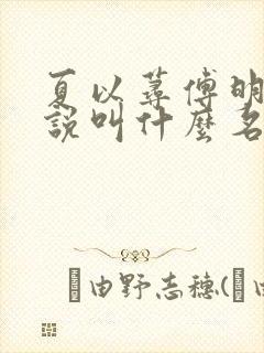 夏以荨傅明予小说叫什么名字