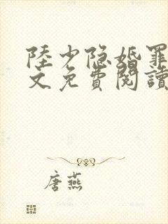 陆少隐婚罪妻全文免费阅读