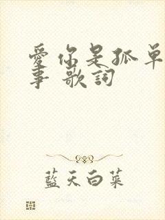 爱你是孤单的心事 歌词