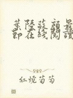 叶陵苏颜最新章节在线阅读