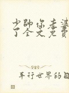 少帅你老婆又跑了全文免费阅读1