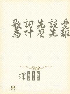 歌词先说爱的人为什么先离开