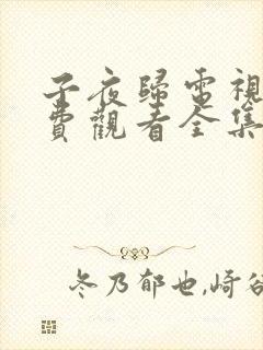 子夜归电视剧免费观看全集在线播放13集