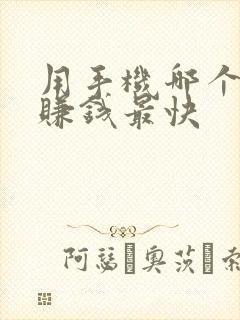 用手机哪个软件赚钱最快