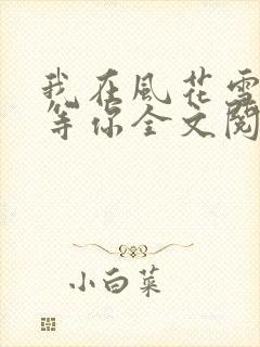 我在风花雪月里等你全文阅读免费