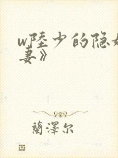 w陆少的隐婚罪妻》