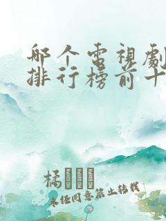 哪个电视剧好看排行榜前十名