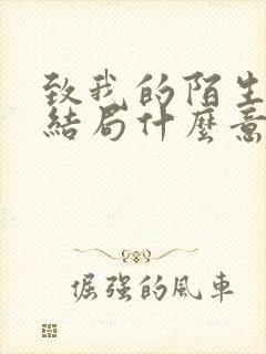 致我的陌生恋人结局什么意思