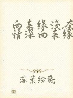 向来缘浅,奈何情深向来缘浅,奈何情深
