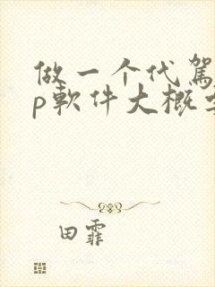 做一个代驾app软件大概要多少钱