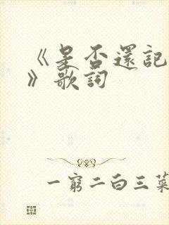 《是否还记得我》歌词