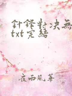 针锋对决无删节txt完结