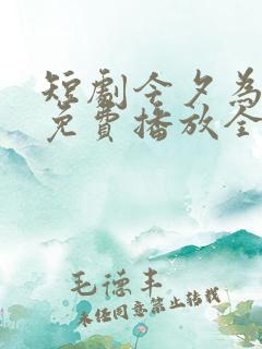 短剧今夕为何夕免费播放全集