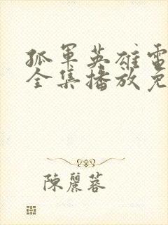 孤军英雄电视剧全集播放免费