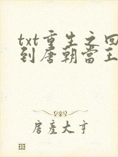 txt重生之回到唐朝当王爷