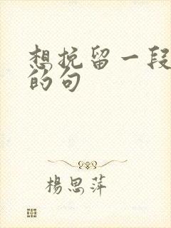 想挽留一段感情的句