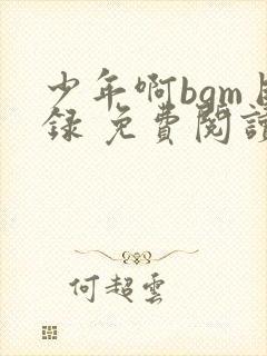 少年啊bgm目录 免费阅读