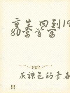 重生 回到1980当首富