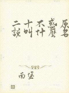 二十不惑原著小说叫什么名字来着