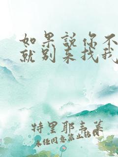 如果说你不爱我就别来找我是什么歌