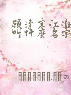 顾清寒江澈小说叫什么名字