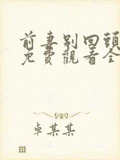 前妻别回头短剧免费观看全集最新