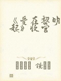 《爱在黎明前升起》收官