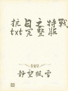 抗日之特战兵王txt完整版