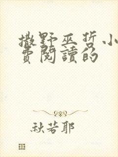 撒野巫哲小说免费阅读的