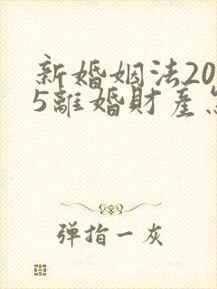 新婚姻法2025离婚财产怎么分配