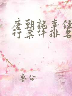 唐朝诡事录之西行案件排名